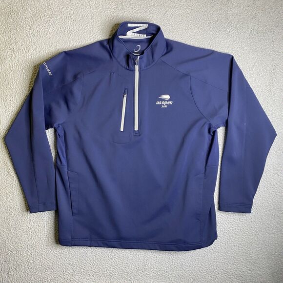 Zero Restriction 1/4 Zip Pullover Mens XXL 2XL US Open 2021 Tennis Blue Logo - Picture 1 of 14